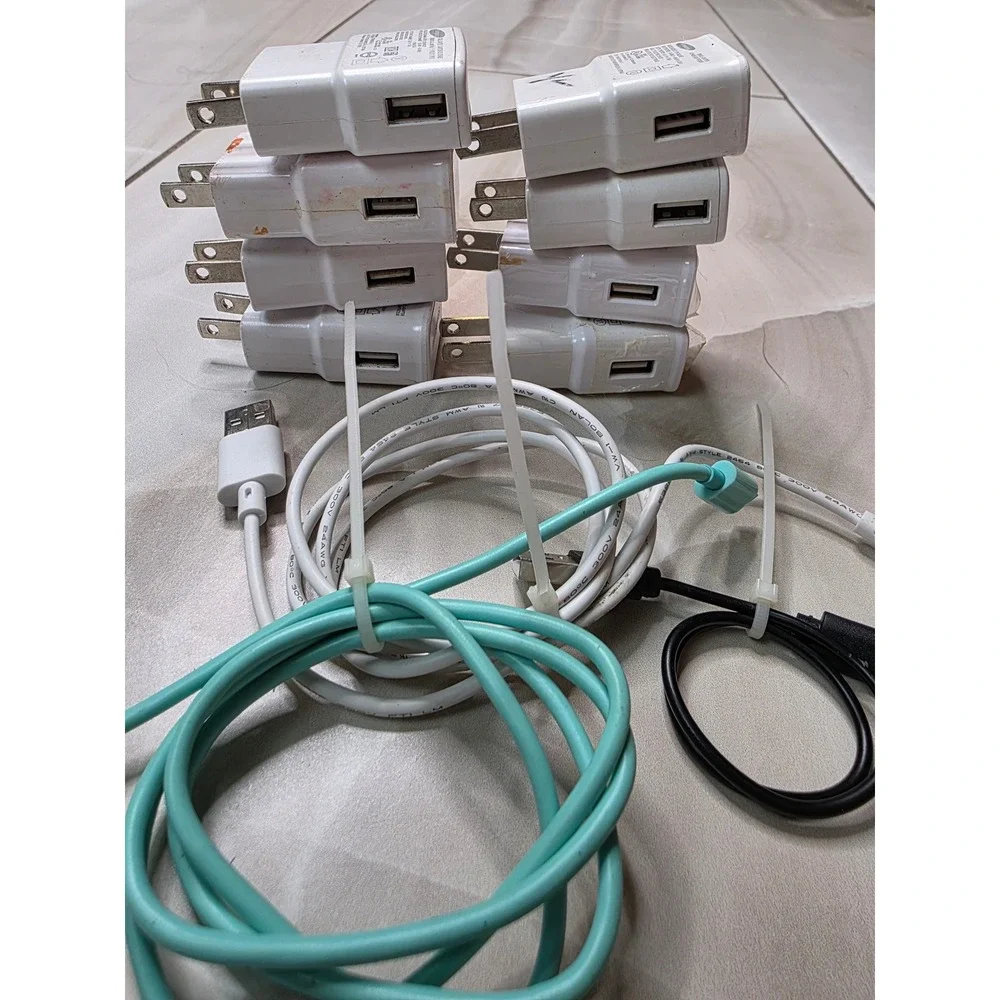 Samsung Wall Charger Lot 8 Adapter Blocks EP-TA20JWE EP-TA50JWE 3 USB Cables Z4‎